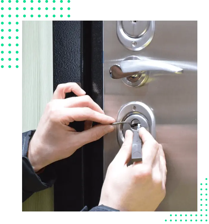 Locksmith opening door lock